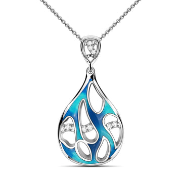 The Ocean of Star Enamel Zirconia Sterling Silver Dream Blue Necklace
